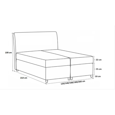 Kontinentálna posteľ EVIO - 180x200, šedá + topper ZDARMA