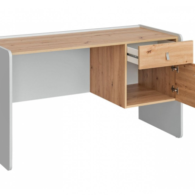 Písací stôl RENI - perlovo šedá / dub artisan