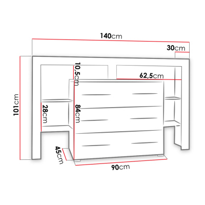 Komoda so zásuvkami a LED osvetlením CLANE 2 - biela / lesklá čierna