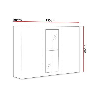 Presklená komoda s LED RGB osvetlením ASHTON - čierna / lesklá čierna