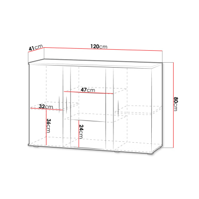 Presklená komoda KARA - biela / lesklá biela