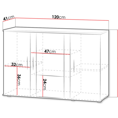 Presklená komoda s RGB LED osvetlením KARA - biela / lesklá biela