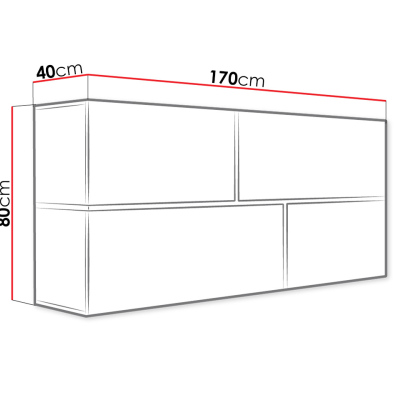 Závesná komoda BETANIA - biela / lesklá biela / čierna