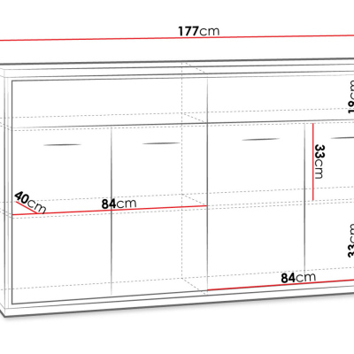 Kombinovaná komoda s LED osvetlením SUCRE 3 - orech hikora