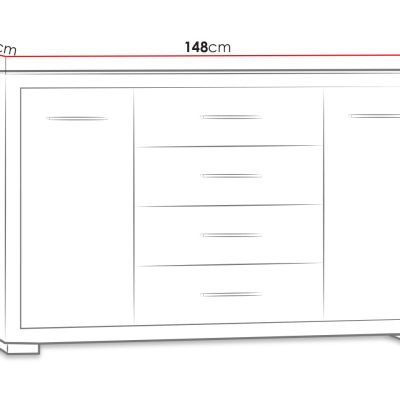 Kombinovaná komoda ITUNI - šírka 148 cm, dub santana