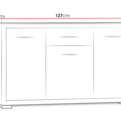 Kombinovaná komoda ITUNI - šírka 127 cm, dub santana tmavý