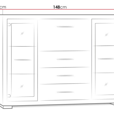 Presklená komoda ITUNI - dub santana