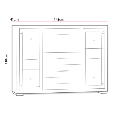 Presklená komoda ITUNI - dub santana