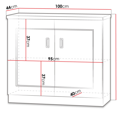 Policová komoda MERLO - šírka 100 cm, dub