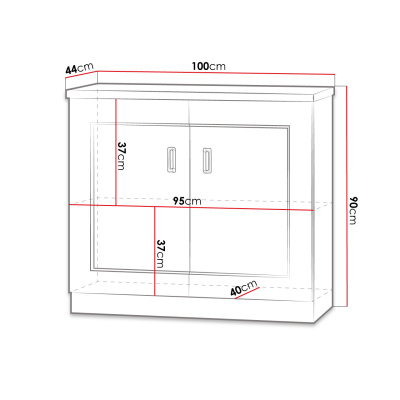 Policová komoda MERLO - šírka 100 cm, dub