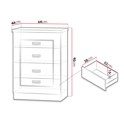 Zásuvková komoda MERLO - šírka 63 cm, dub