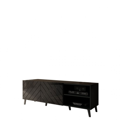 TV stolík 150 cm BERMEJO - čierny / lesklý čierny