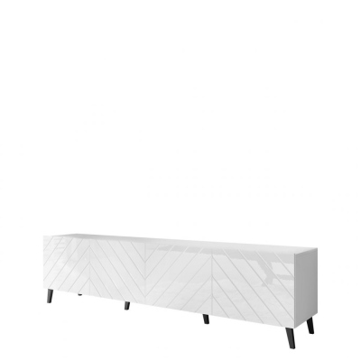 TV stolík 200 cm BERMEJO - biely / lesklý biely