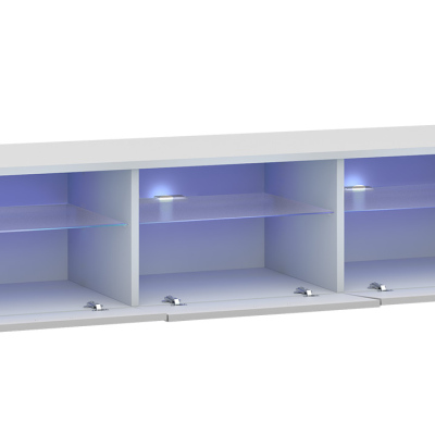 Televízny stolík s LED osvetlením FERNS 2 - biely / lesklý šedý