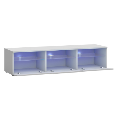 Televízny stolík s LED osvetlením FERNS 2 - biely / lesklý šedý