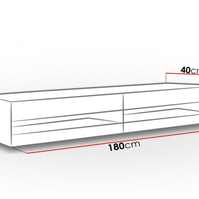 TV stolík s LED modrým osvetlením 180 cm ASHTON 1 - čierny / dub wotan