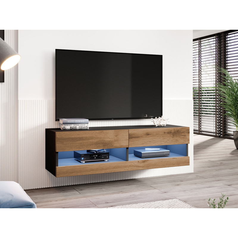 TV stolík 140 cm ASHTON 1 - čierny / dub wotan