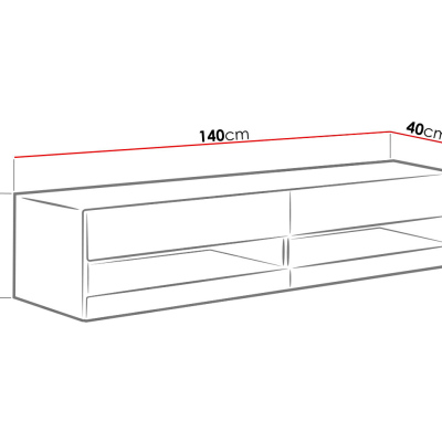 TV stolík 140 cm ASHTON 1 - čierny / dub wotan