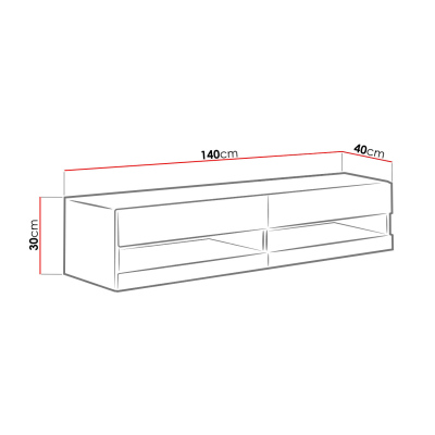 TV stolík 140 cm ASHTON 1 - biely / lesklý biely