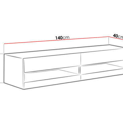 TV stolík 140 cm ASHTON 1 - šedý / lesklý šedý