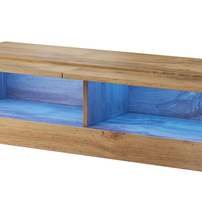 TV stolík s LED modrým osvetlením 140 cm ASHTON 1 - čierny / dub wotan
