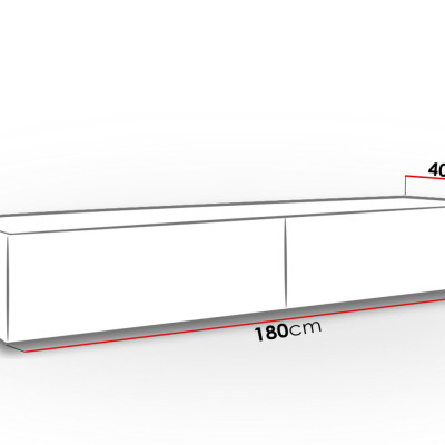 Televízny stolík 180 cm ASHTON - šedý / lesklý šedý