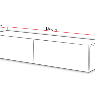 Televízny stolík 150 cm TOKA - biely / lesklý biely