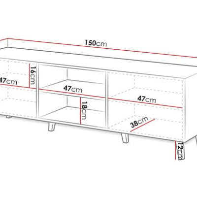 TV stolík 150 cm CRATO - biely