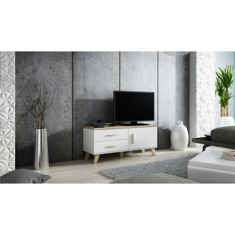 TV stolík 120 cm OLINA - dub sonoma / biely