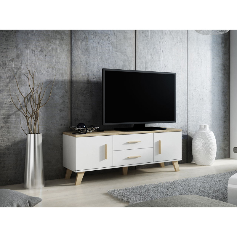 TV stolík 140 cm OLINA - dub sonoma / biely