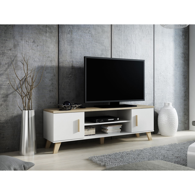 TV stolík 160 cm OLINA - dub sonoma / biely