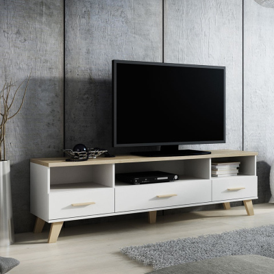 TV stolík 180 cm OLINA - dub sonoma / biely