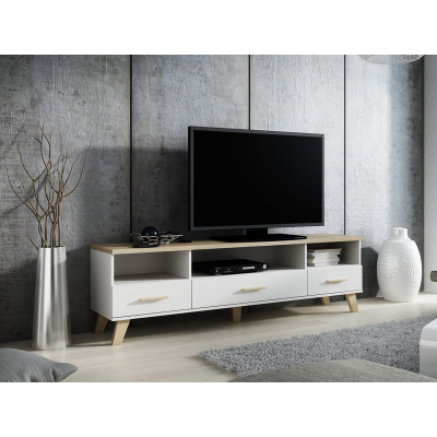 TV stolík 180 cm OLINA - dub sonoma / biely