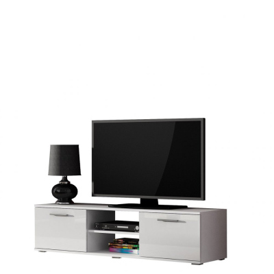 TV stolík KARA 1 - biely / lesklý biely