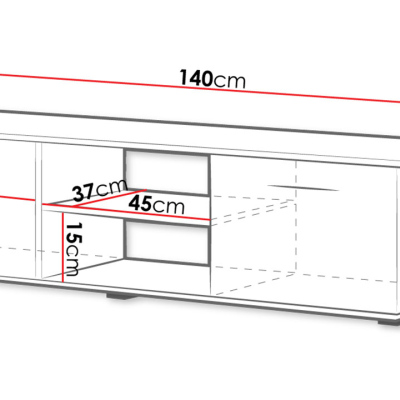 TV stolík KARA 1 - biely / lesklý biely