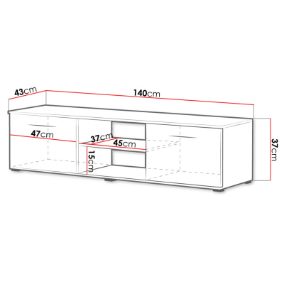 TV stolík KARA 1 - biely / lesklý biely
