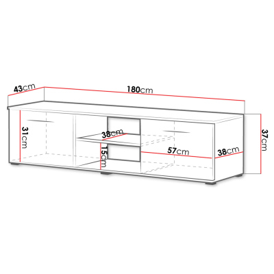 TV stolík KARA 2 - biely / lesklý biely