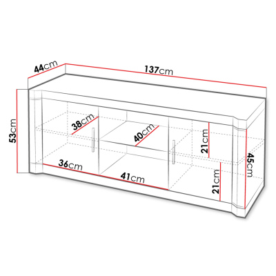 TV stolík ARIKA - 137 cm, dub hľuzovka