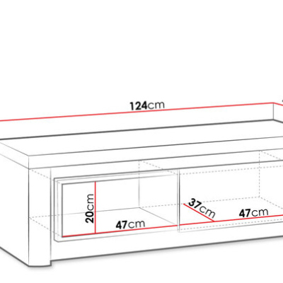 TV stolík s LED osvetlením DURAZNO 1 - dub ribbeck / lesklý biely