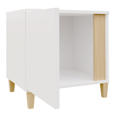 Nočný stolík s LED osvetlením BANTRY - biely / lesklý biely, pravý