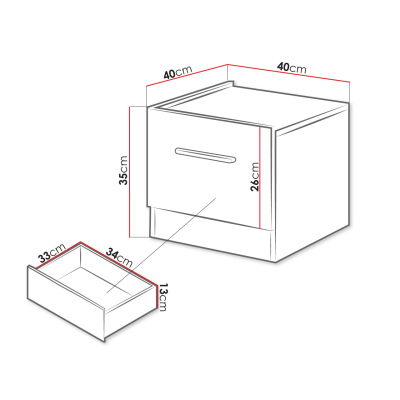 Nočný stolík KASTEV - biely / dub stirling