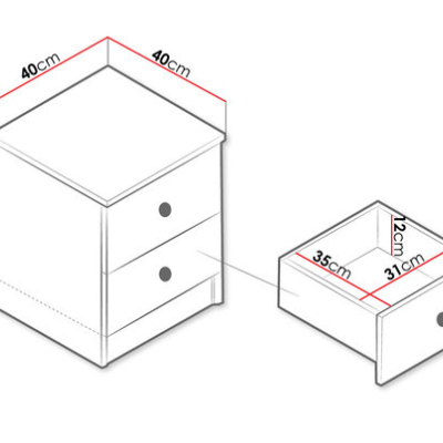 Nočný stolík CHIMA - dub artisan / biely