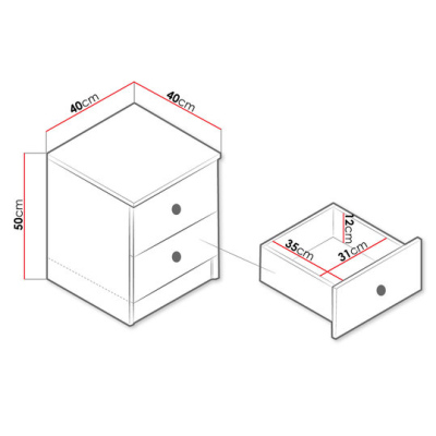 Nočný stolík CHIMA - dub artisan / biely