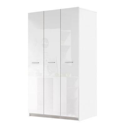 Kombinovaná šatníková skriňa 120 cm GORT - biela / lesklá biela