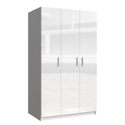 Šatníková skriňa 120 cm GORT - biela / lesklá biela 