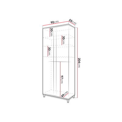 Šatníková skriňa 90 cm BANTRY - biela / lesklá biela