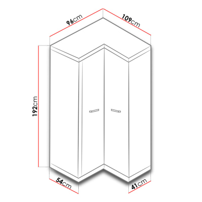 Rohová šatníková skriňa 109x96 cm ITUNI 2 - dub santana tmavý