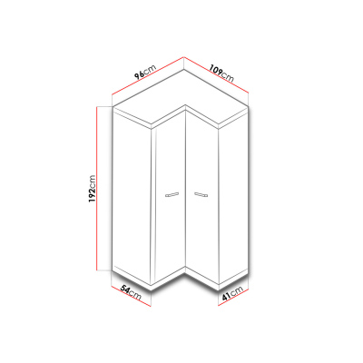 Rohová šatníková skriňa 109x96 cm ITUNI 2 - dub santana tmavý