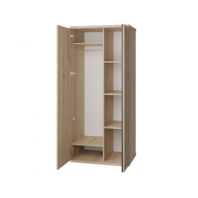 Dvojdverová šatníková skriňa 86 cm ORURO - dub artisan / čierna