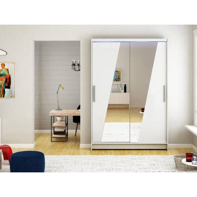 Šatníková skriňa 120 cm so zrkadlom a LED osvetlením GASPARA 8 - biela